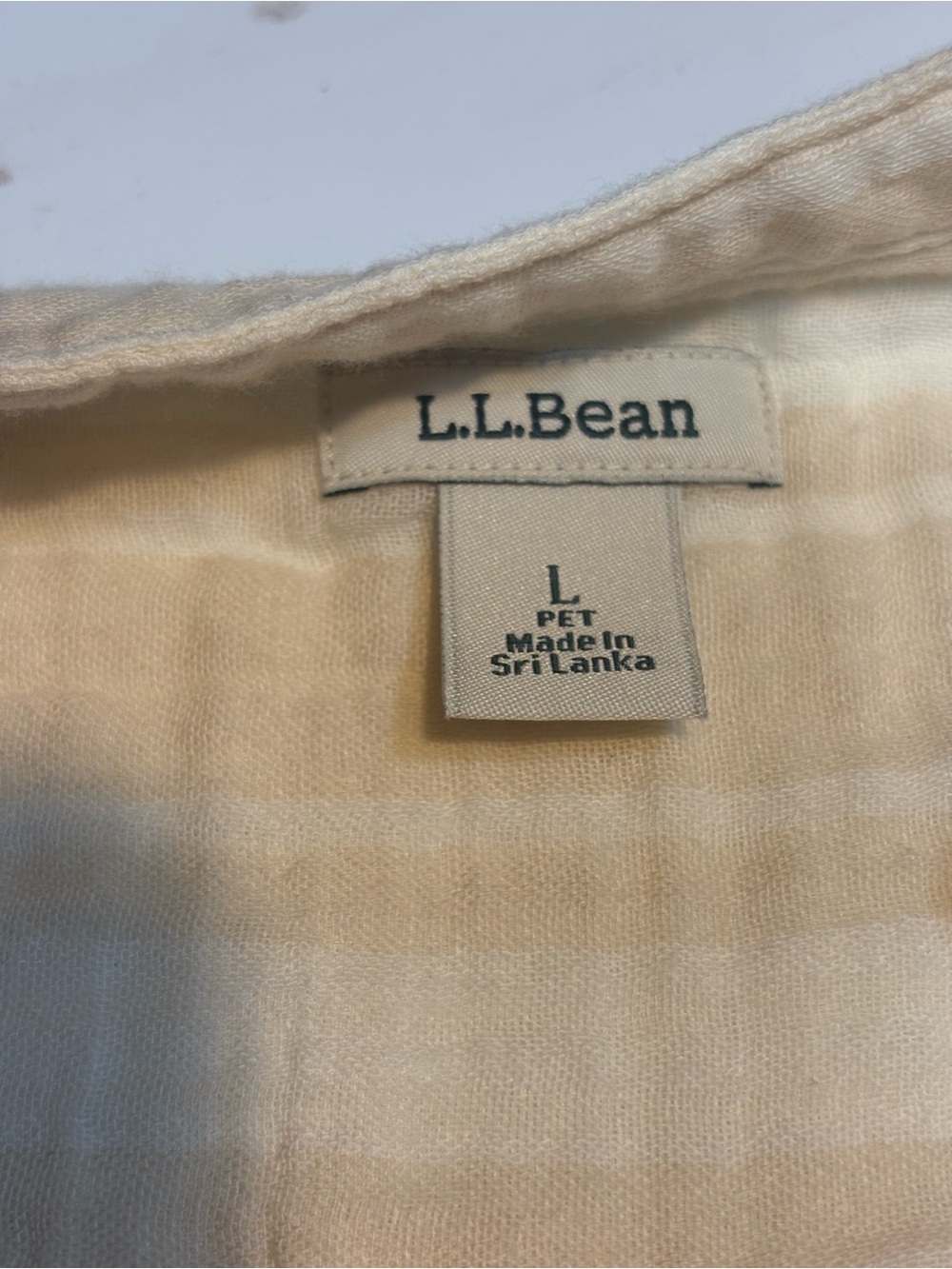 L.L.Bean Cloud Gauze Short Sleeve Shirt yellow striped pattern v-neckline lg - Picture 5 of 8